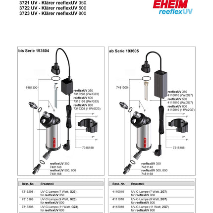 Eheim - Eheim - UV-C-lamp 9W-2G7 f. reeflexUV 500 - Reefamorous