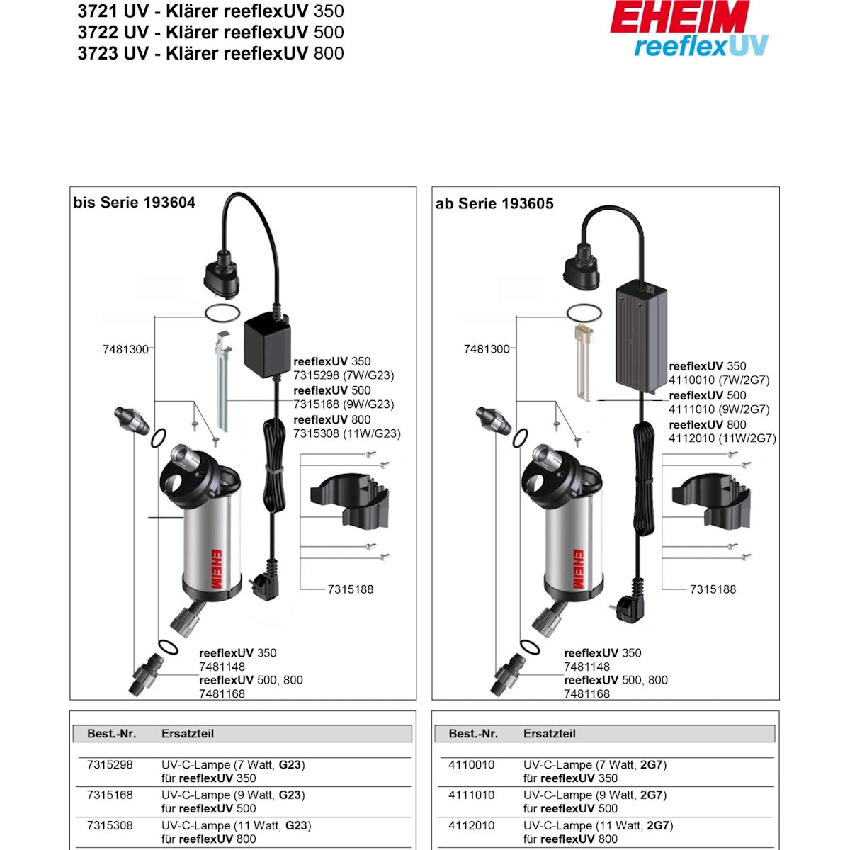 Eheim - Eheim - UV-C-lamp 9W-2G7 f. reeflexUV 500 - Reefamorous