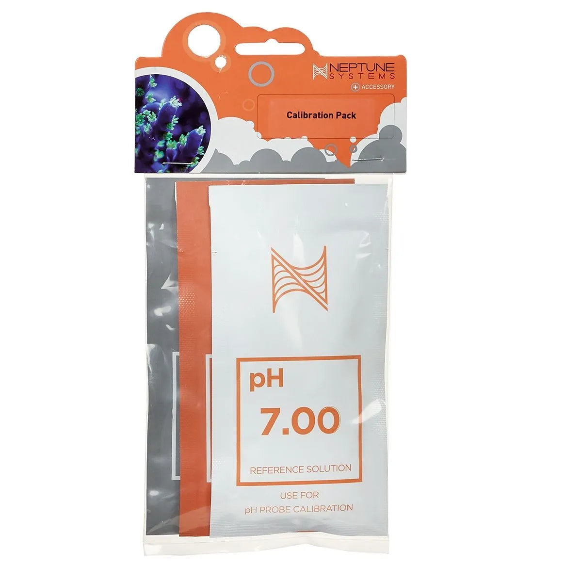Neptune Systems pH calibration pack with orange and gray packaging on a white background