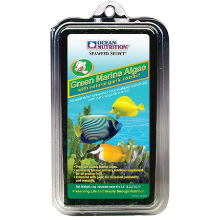 Ocean Nutrition - Ocean Nutrition - Seaweed Selects - Green Marine Algae with Natural Garlic Extract - 10 Sheets - Reefamorous