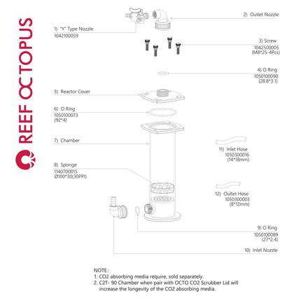 Reef Octopus - C2T-90 Universal C02 Scrubber - Reefamorous